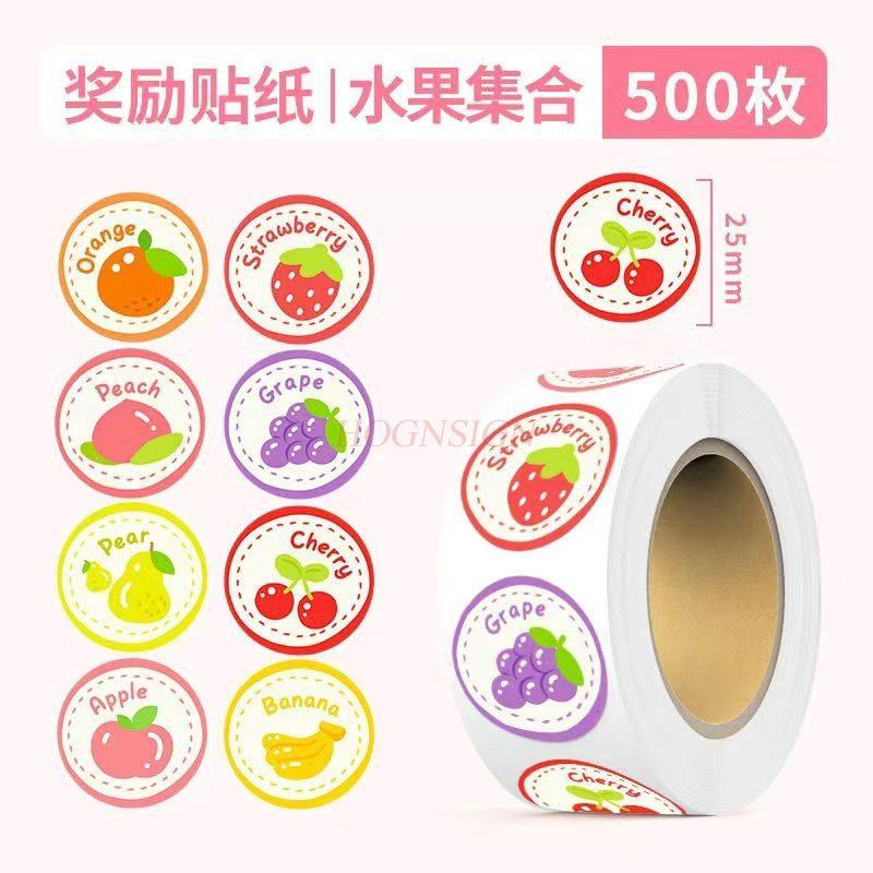 1roll Various fruit stickers for babies to recognize strawberries, vegetables, hand books, decorative materials, stationery