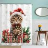 Fabric Christmas Shower Curtain Set- Vintage Xmas Tree Fireplace Winter Holiday Bath Bathroom Decor Curtain Polyester,Washable