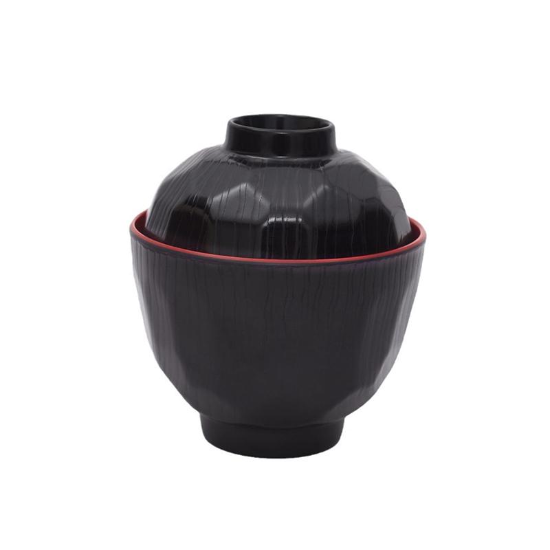 With Lid Miso Soup Bowl Soup Container Double Color Japanese Rice Bowl Japanese Bowl Dining Accessories