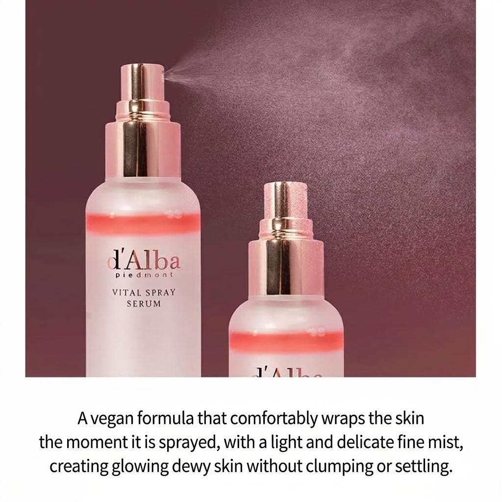 [d'Alba] (FREE Pink Pouch) Vital Spray Serum 100ml - [K-BEAUTY] Vegan Calming Mist & Glowing Glass Skin