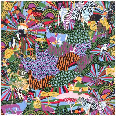 130cm Seidenschal Tierprint Blumen Quadratischer Schal Mode Design Damen Schal Bandana Taschentuch Schals Hijab