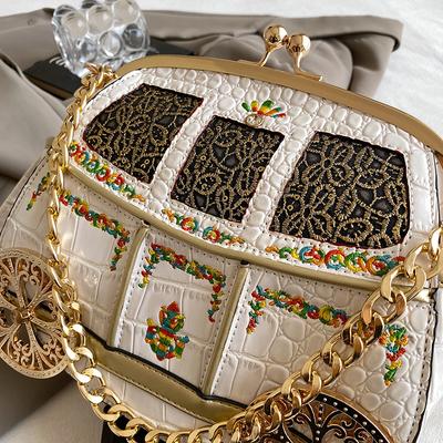 Abendclutches für Damen Stickerei Dinnerparty Umhängetasche Luxuriöse Wunderschöne Krokodil Handtaschen