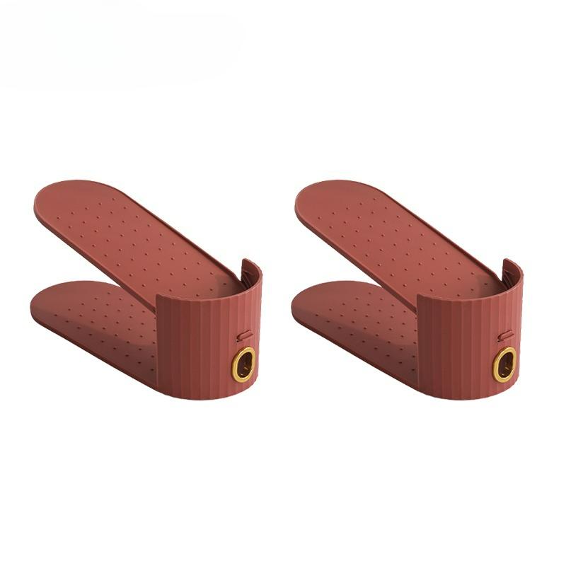 

2pcs Shoe Rack - PP Material Vertical Stripe Golden Ring Foldable Space-Saving for Home Dorm коричневий