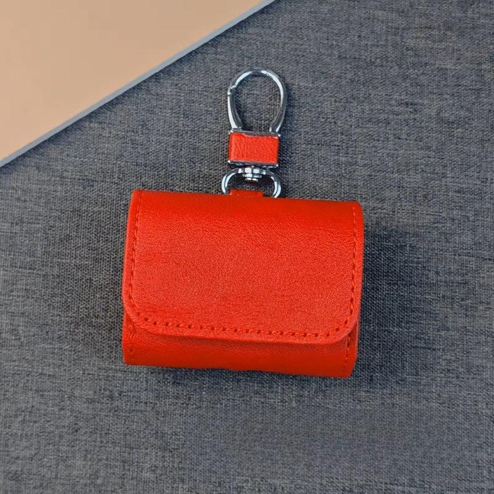 

New Luxury PU Leather Earphone Case for Airpods Pro 4 3 2 1 Shockproof Protective Cover with Stylish Key Chain Easy Carry For Airpods 4 червоний