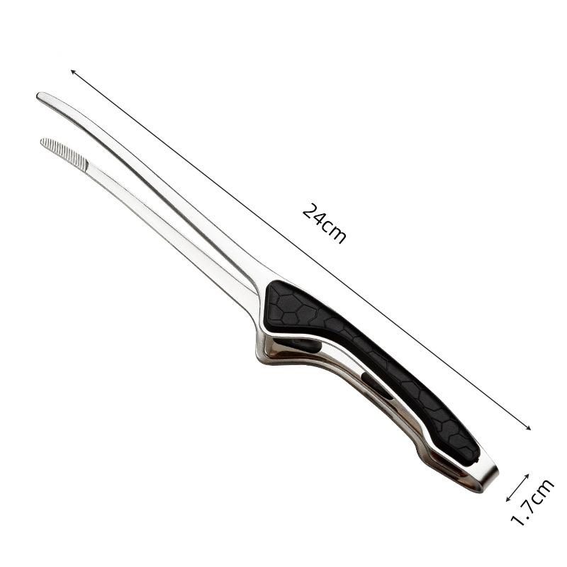 LMETJMA Stainless Steel Grill Tongs Patelai Korean and Japanese BBQ Tongs Non Slip Food Tongs Kitchen Self-Standing Tongs JT502