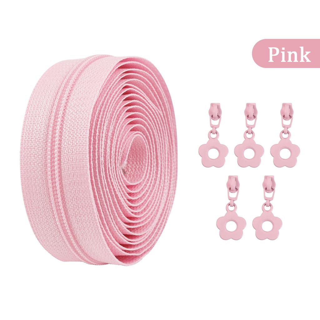 #3 Nylon Zipper Kit - Floral Puller Heads in Blue/Pink/Ivory | Replacement Zippers for Bags, Clothing & DIY Sewing