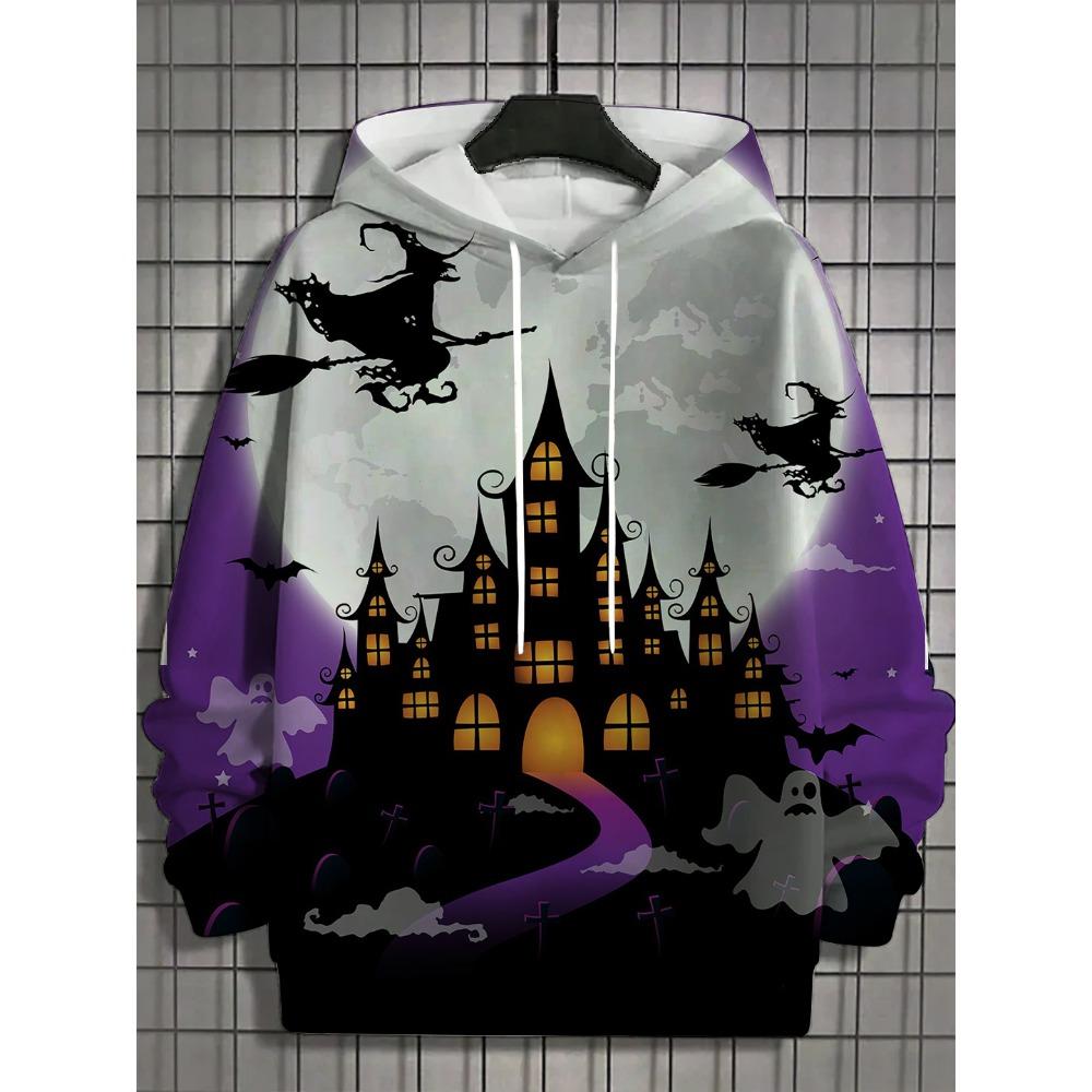 Halloween Pumpkin 3D Print Hoodies Men's Long Sleeve Hooded Sweatshirts Pullover Oversized Harajuku Coat Unisex Street Clothing
