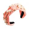 Nail Pearl Head Hoop Solid Color Baroque Headband Vintage Rhinestone Pearl Hairband  Adult