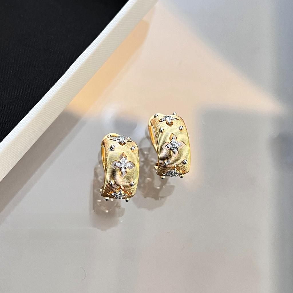 Włoski ręcznie rysowany dwukolorowy zestaw, luksusowy damski pierścionek kolczyki naszyjnik bransoletki bankiet Cyrkon prezenty