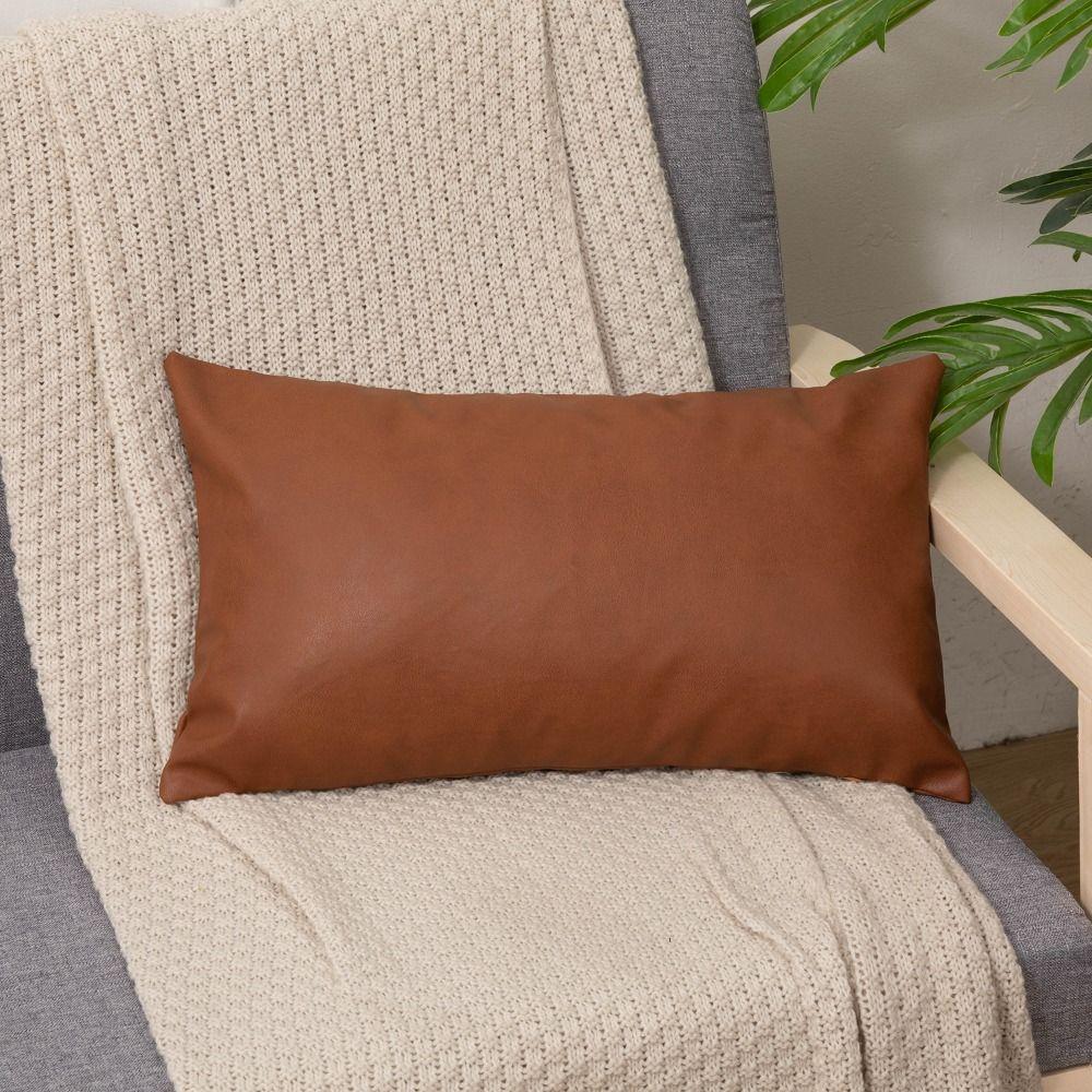 PU Leather Throw Pillows Cover 30x50cm Pillow Shell Bedding Pillowcase Cushion Cover  Living Room
