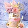 12 Stück Boho Kuchenaufsatz Blume Kuchenaufsatz Rosa Palmenblätter Kuchen Dekorationen mit Künstlicher Rose Ginkgo Blättern und Kugeln