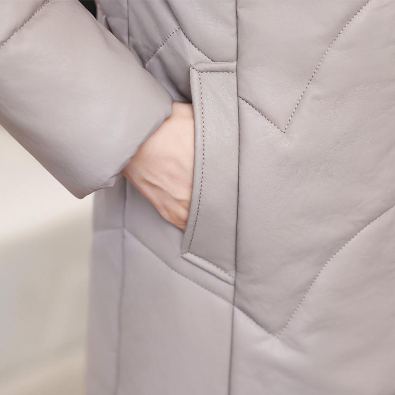 Winter Woman Faux Sheepskin Coats Hooded Elegant Thick Warm Winter Long Parkas Female Leather Jacket