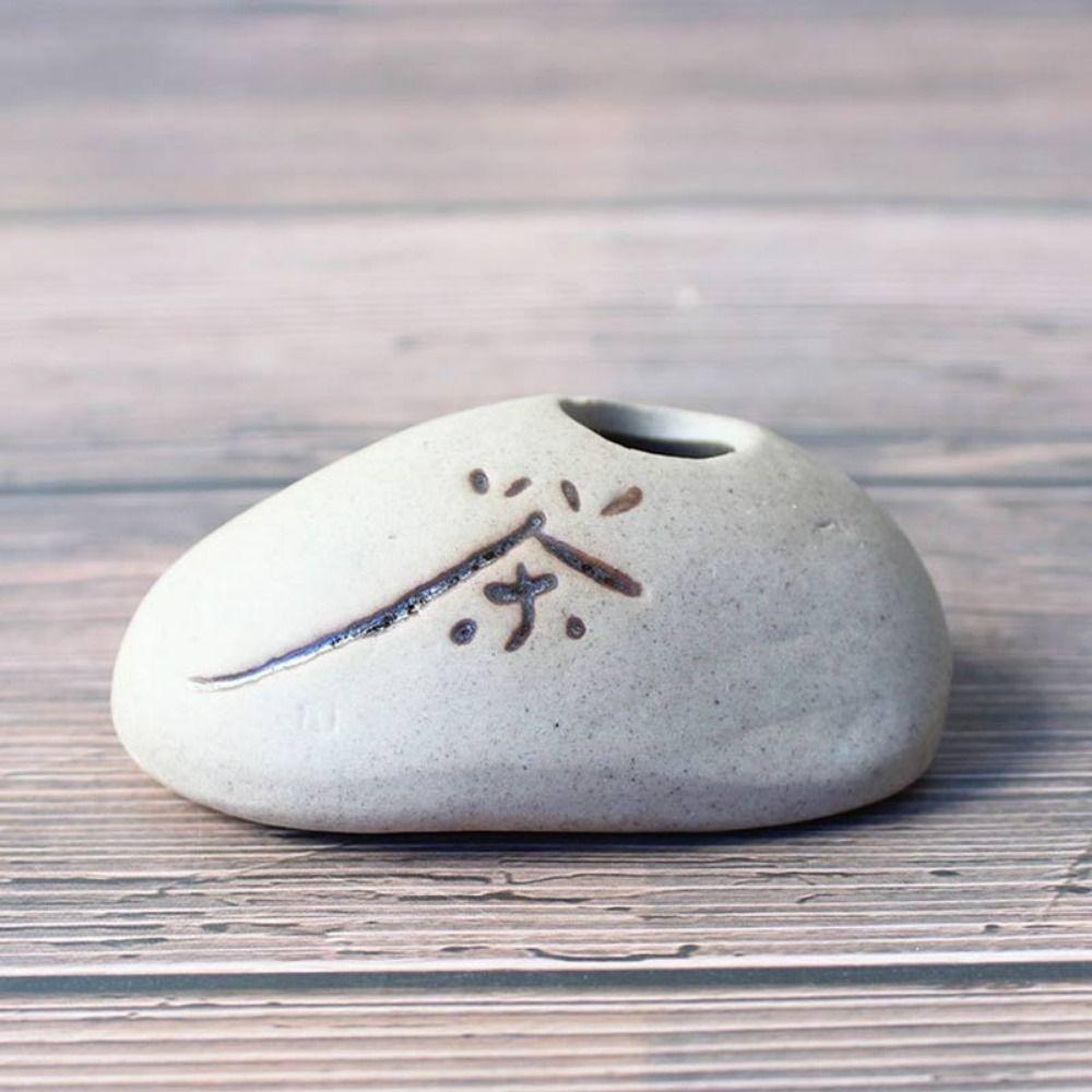 Ceramic Stone Shape Vase Handmade Desktop Small Vase Creative Ceramic Zen Hydroponic Vase  Desktop