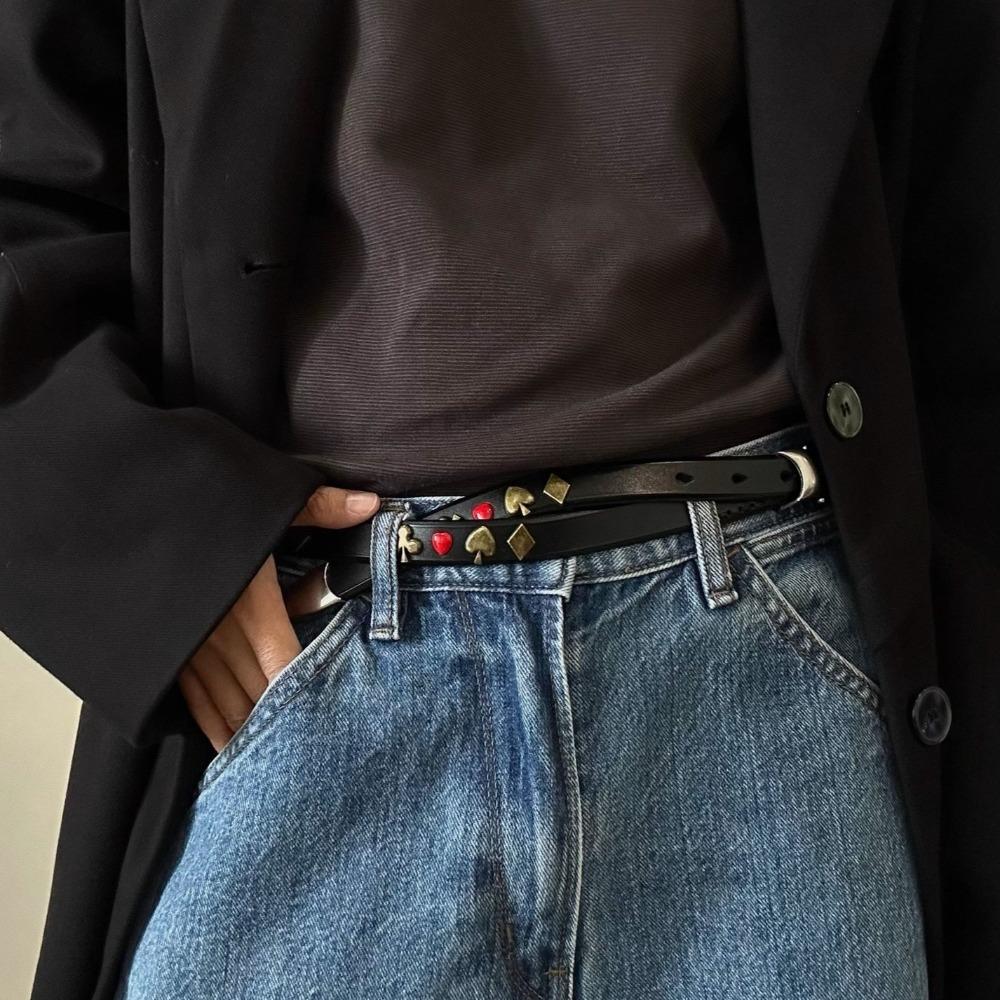 Black Rivet Waistband PU Leather Dress Jeans Belt Fashion Y2K Waist Belt  Spicy Girls