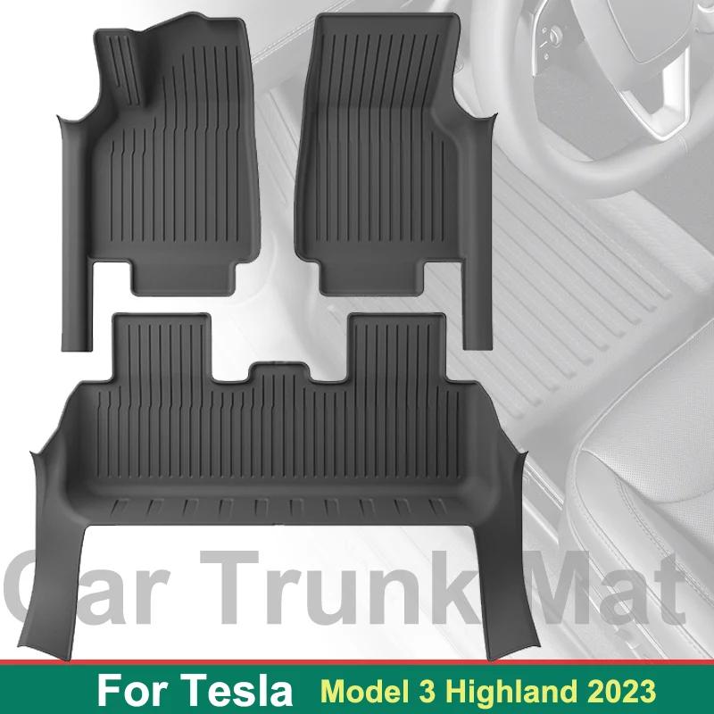 Car Trunk Mat Luggage Mat TPE Waterproof Anti-Slip Set Floor Liner Mat for Tesla Model Y Juniper 2025 Model 3 Highland 2025