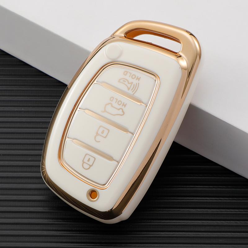 

For Hyundai Creta Ix35 Ix45 I10 I30 I40 Tucson Santa Fe Rena Sonata Elantra 4Buttons TPU Car Smart Key Case Cover Accessories