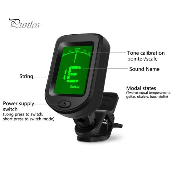 Guitar Tuner Anti-Slip Sensitive Accurate Automatic Tuning ABS Digital Clip on Fast Instruments Accessories