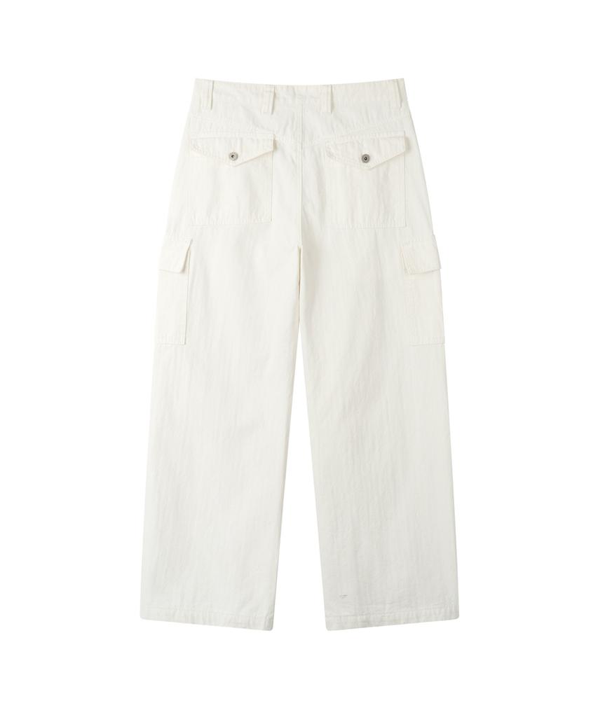 Leondi Chevron Field Cargo Pants - Ivory