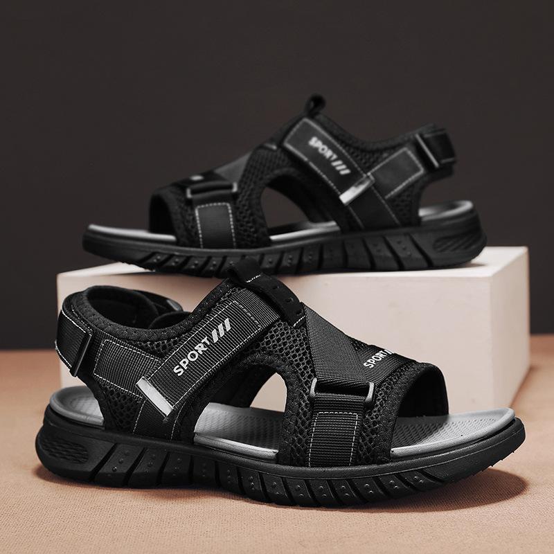

Повседневные пляжные сандалии большого размера мужские 2024 лето уличная сетчатая мужская обувь на одной педали для активного отдыха и вождения 38 чёрный