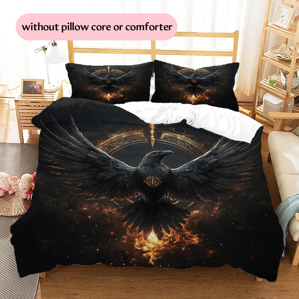 Flash eagle Pattern Bedding Quilt Set Quilt Cover Pillowcase Home Decoration Gift (1 * duvet cover + 2 * pillowcase, without core)