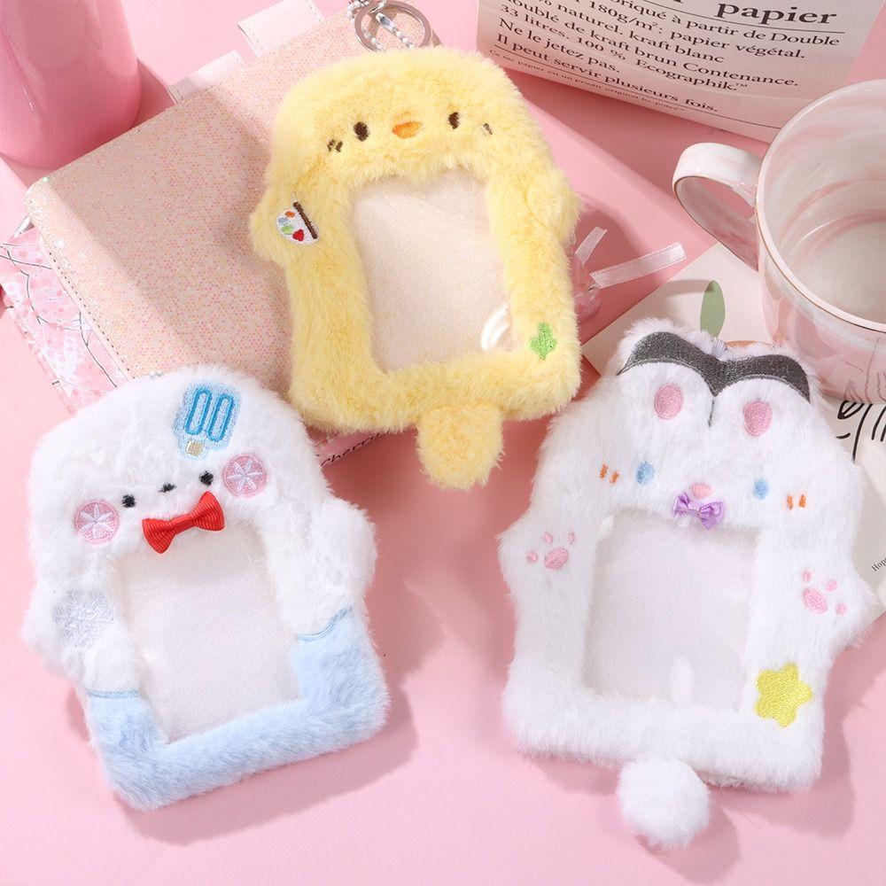 Cartoon Photocard Case Bag Keychain Multifunctional Card Case Snowman/Bunny/Chicken Cute Idol Photos Protective Cover Students
