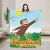 Cartoon Curious George Blanket Super Warm Quality Bedding Throw for Winter Travel Living Room or Funny Bedspread