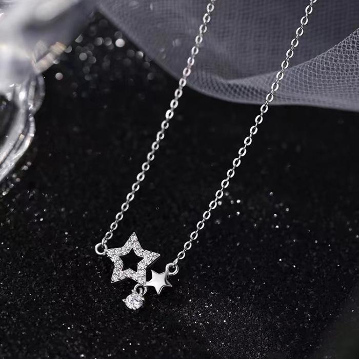 925 Sterling Silver Star Necklace - 2024 Trendy Light Luxury Clavicle Chain for Women