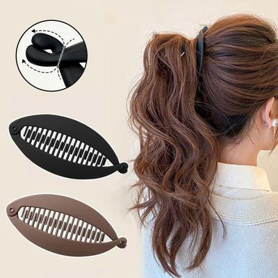 Matte Fischform Haarspangen Pferdeschwanzhalter Haarschmuck Twist Bananen-Haarspangen Haarnadeln Haaraccessoires für Frauen Klemme