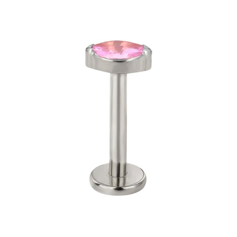 ASTM F136 Titanium Marquise Crystal Labret ear Stud CZ Paved Cartilage Tragus PIERC Earrings Lip Ring Stud Helix Piercing Jewelr