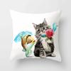 Cute Cat  Print Polyester Cushion Cover 45x45 Throw Pillow Case For Sofa Car Home Decorative Pillowcase Pillow Cover