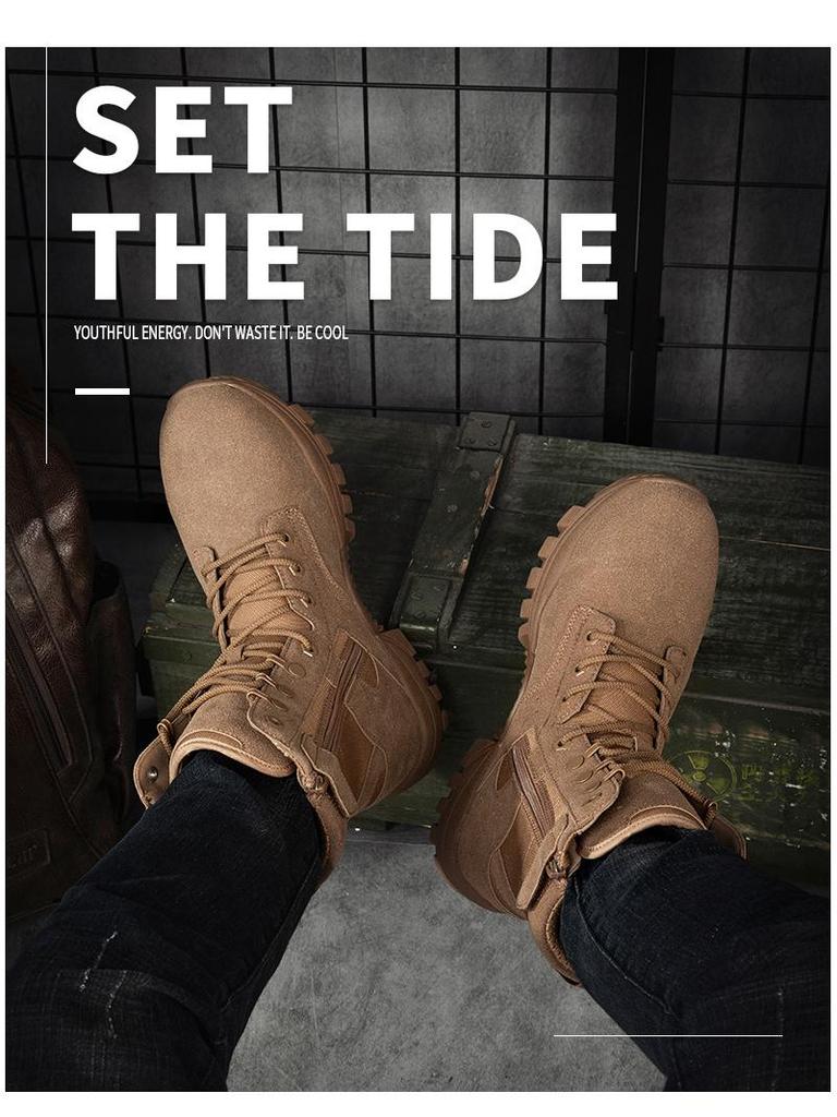 2025 Men's Tactical Combat Boots: Wear-Resistant Military & Hiking Footwear for Desert, Mountaineering, and Special Forces Training.