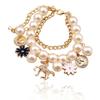 Bangle Bracelets Heart Flower Pearl Crystal Beaded Bracelet for Women Jewelry