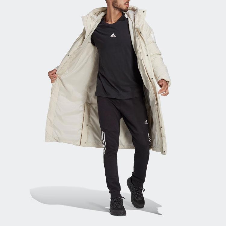 Adidas Logo Print Mid-Length Down Jacket Men Outerwear White HN9926