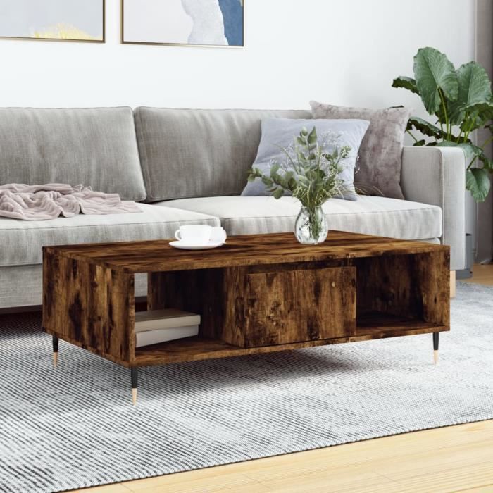 VidaXL Coffee Table Smoked Oak 104x60x35 Cm Engineered Wood 827081