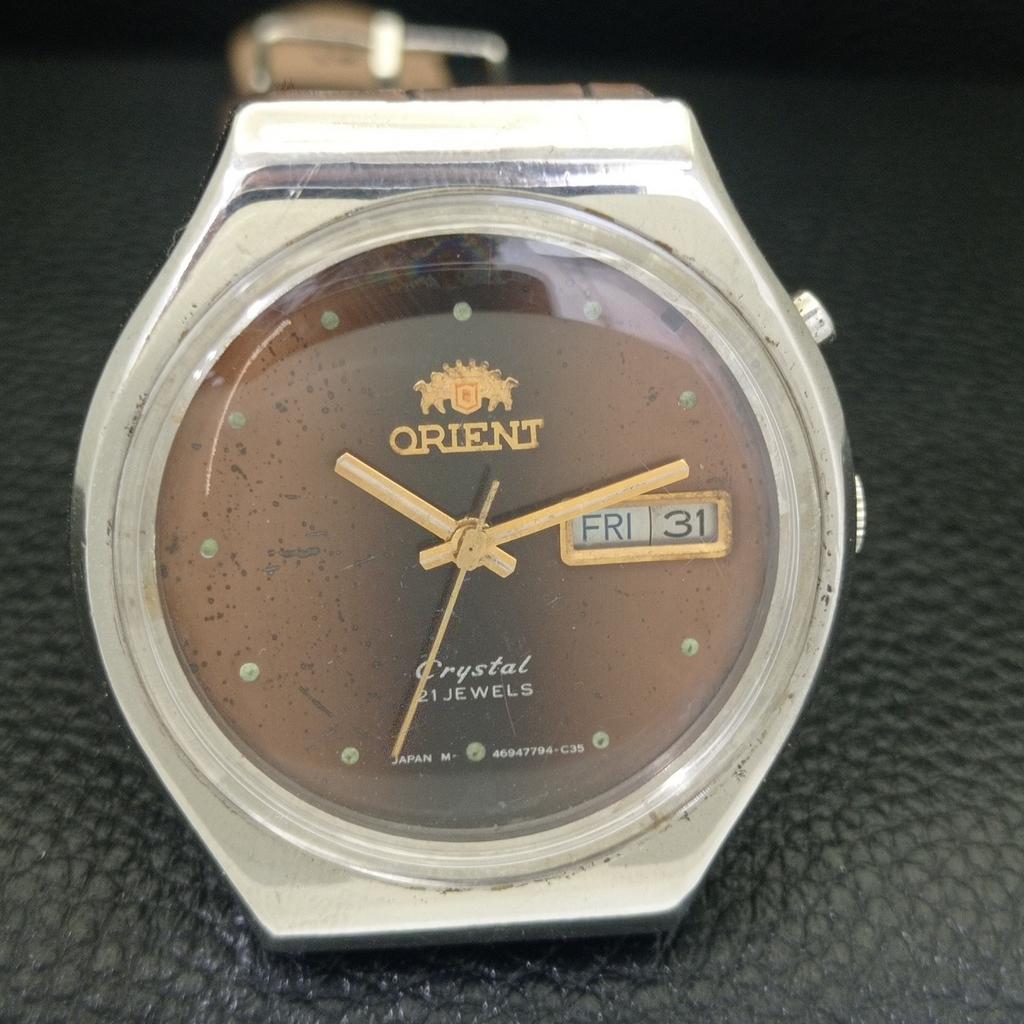 USED VINTAGE ORIENT CRYSTAL AUTOMATIC JAPAN MENS ORIGINAL DIAL WATCH a702252-5 R123-a702252