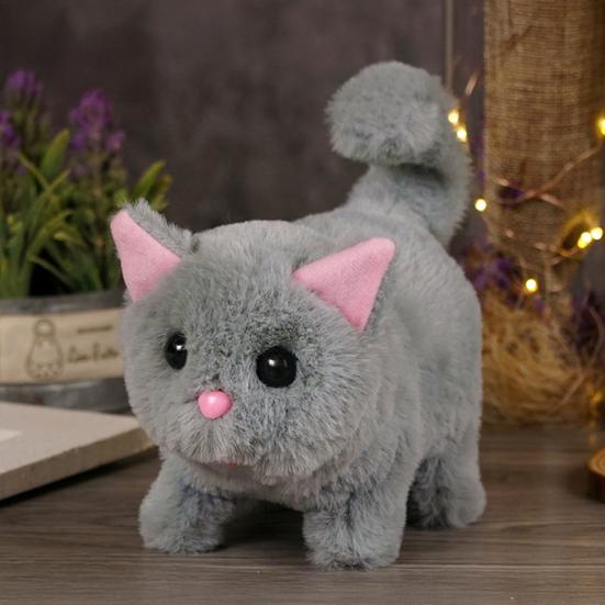 Interaktive Laufende Katze Puppe Miaut Läuft Schwanz Wedelt Berührung Sprachbefehle Miau Laufen Katzenspielzeug Heimdeko