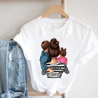 Mamma figlia figlio manica corta abbigliamento donna madre T-shirt con stampa casual Top T-shirt moda estiva T-shirt grafica femminile da donna