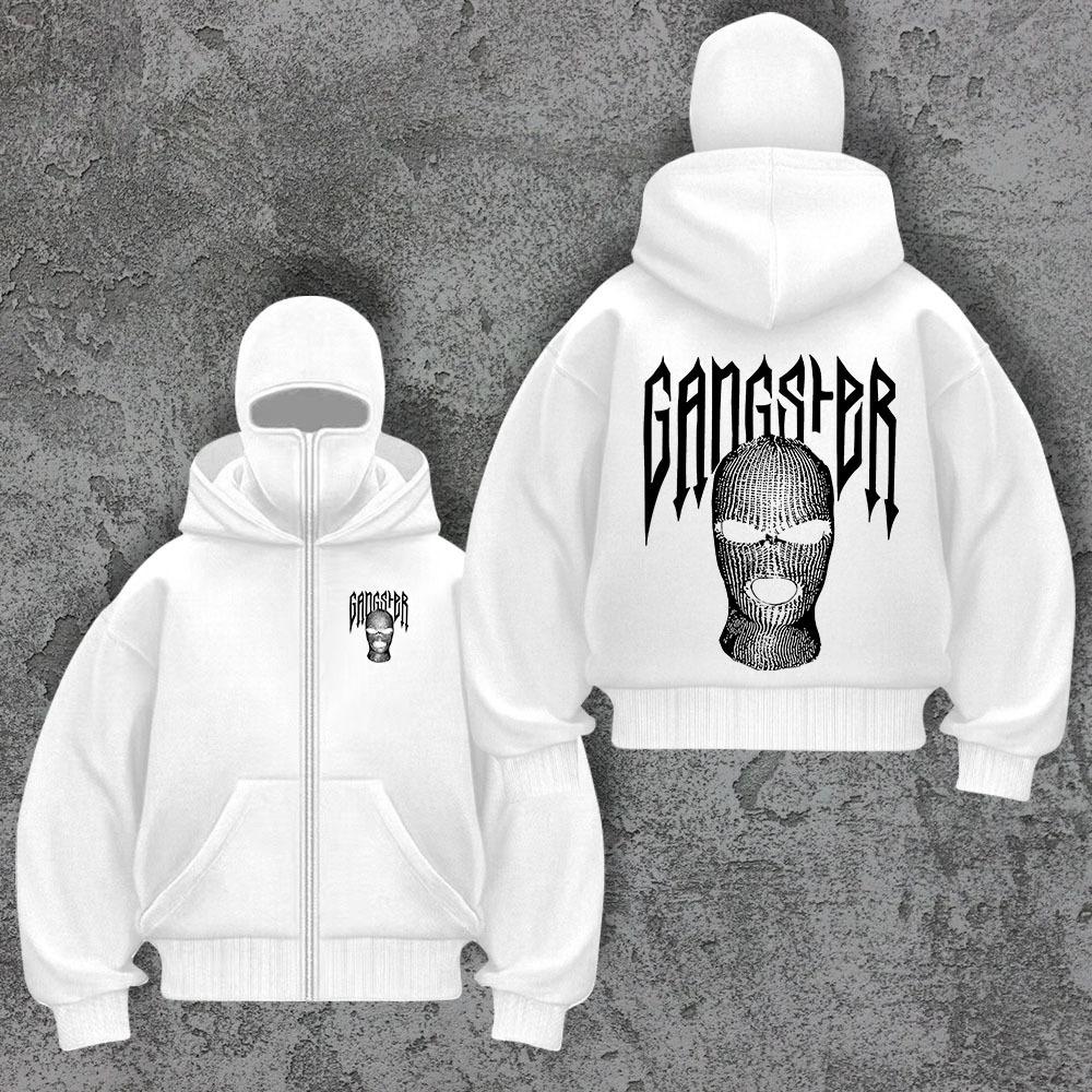 

Вуличне худі Осінь/Зима Чорний Ніндзя Унісекс Подвійний Капюшон Маска Блискавка Толстовка Куртка XXL