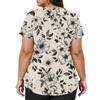 Women's Fashionable V,neck Short,Sleeved Work Top With Double Side Slits And Pockets, Featuring A Retro Floral Print.