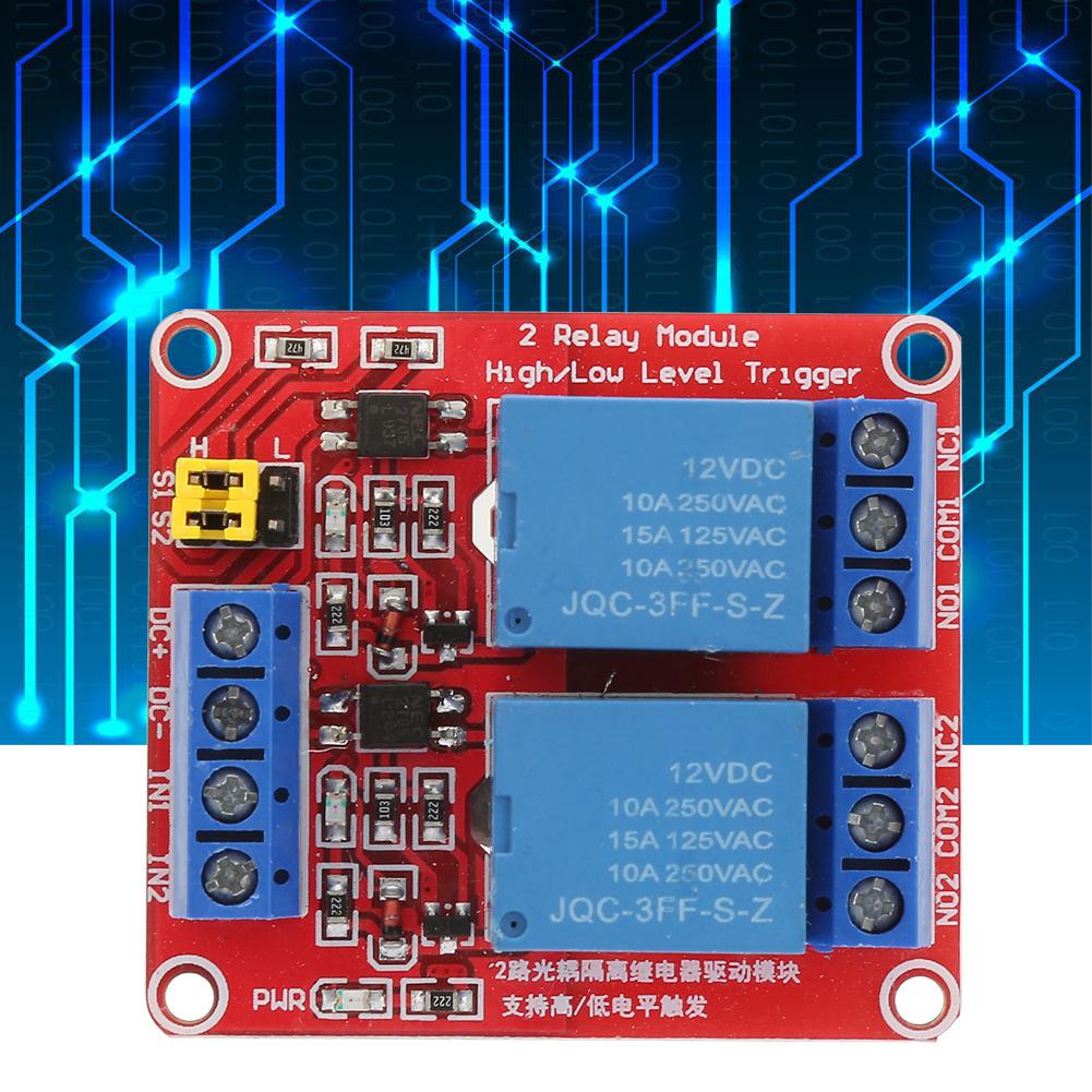 2-Kanal-Relaismodul mit Optokoppler-Isolation Hoch- und Niedrigpegel-Triggermodul(12V)