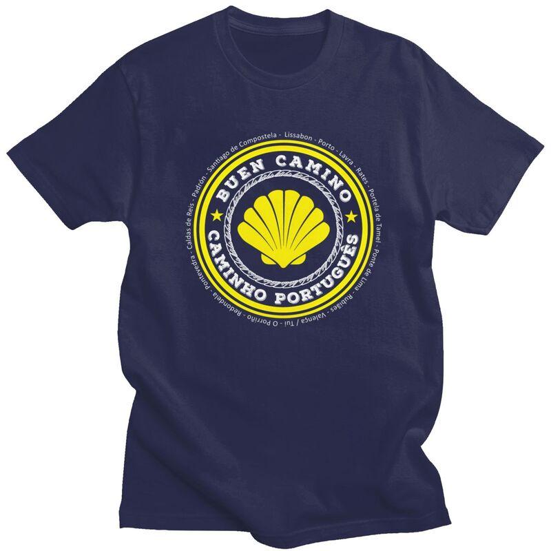Custom Buen Camino De Santiago Tshirts for Men Short Sleeve Leisure T Shirt Cool Tshirts 100 Cotton Tees Gift