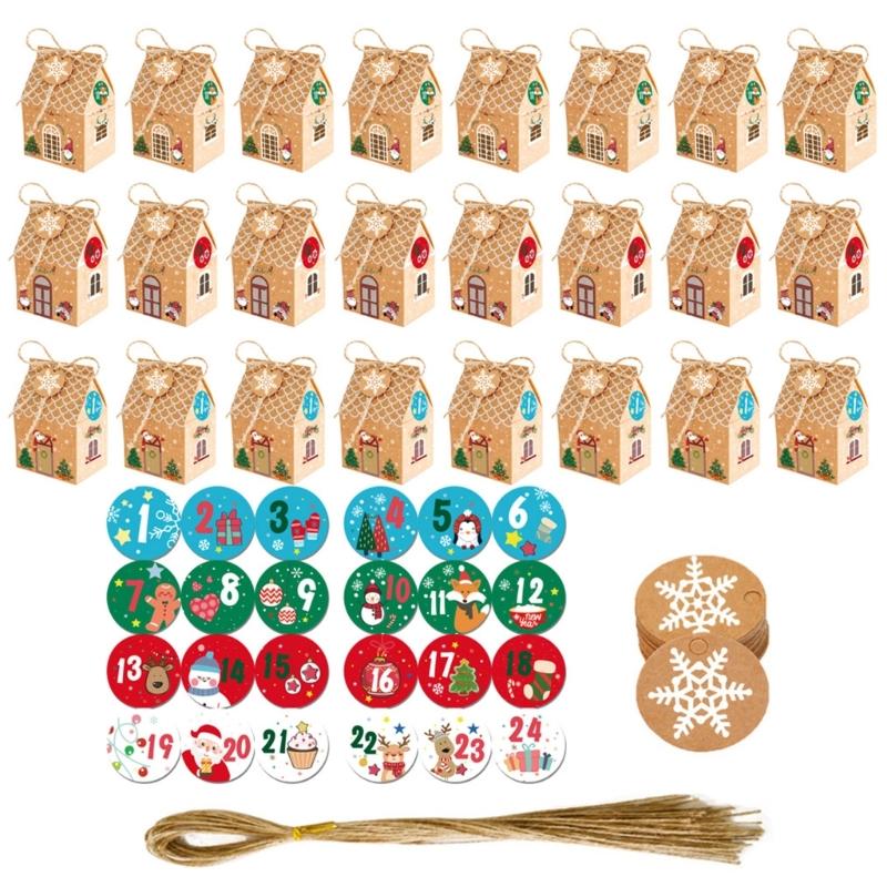 Caixa de Doces Formato Cabana de Natal Com Fita e Etiquetas Para Embalagem de Presente de Feriado Estojo Porta Biscoitos de Chocolate Festivo