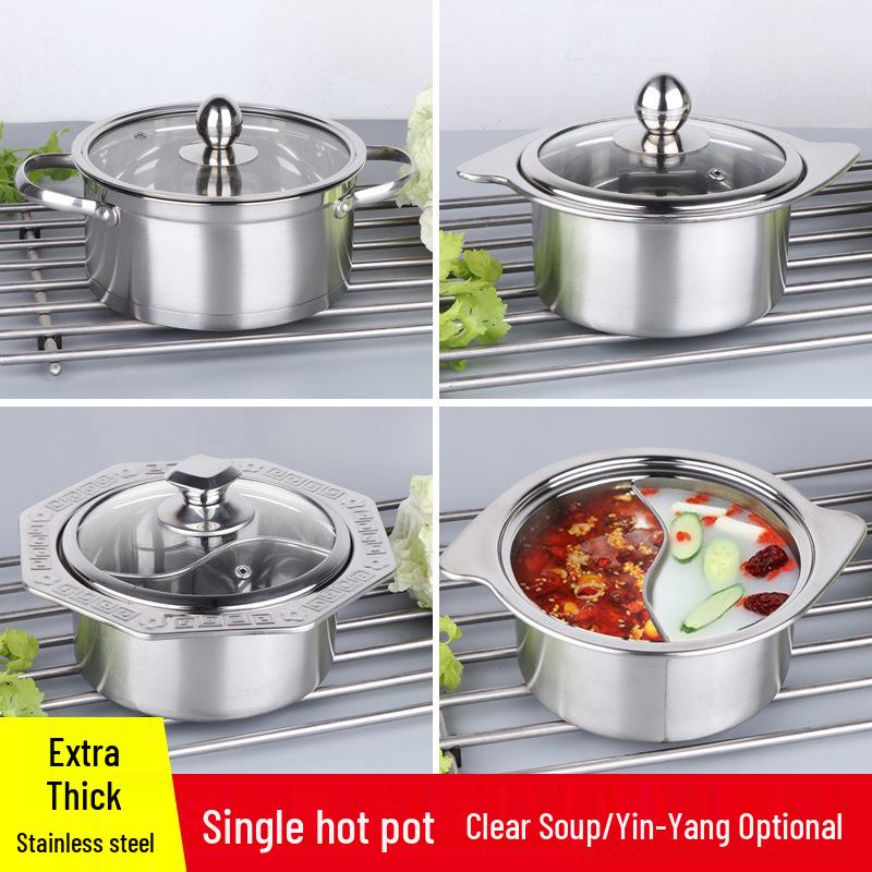 Stainless Steel Single-Serve Mini Hot Pot with Induction Compatibility and Extra Thick Design for One Person