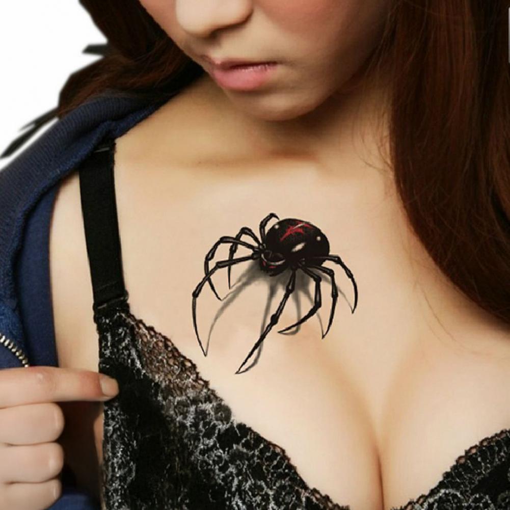 Autocolante tatuaje temporare 3D păianjen impermeabile artă corporală pentru gât braț spate autocolante tatuaje păianjen realiste pentru petreceri de Halloween