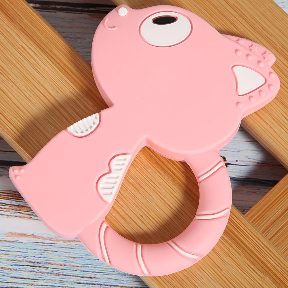 Baby Teething Toys Cute Cartoon Animal Shape Silicone Teether for Baby Kid ChildrenPink
