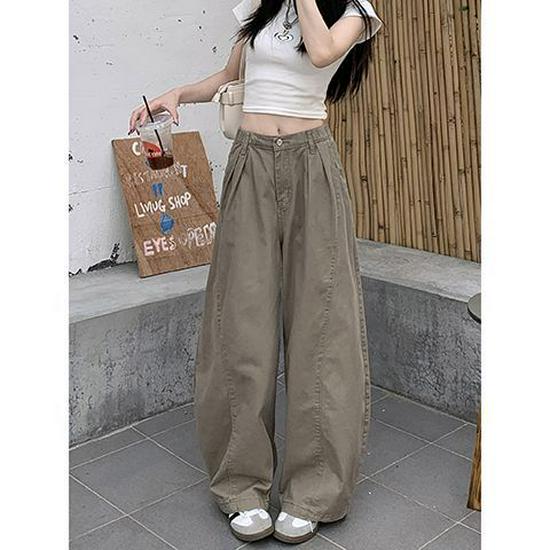 Spicy Girl High-Waisted Retro Denim Wide-Leg Pants - Women s Trendy Summer Casuals M