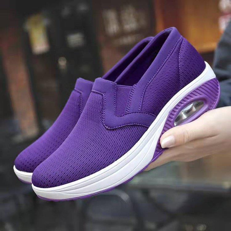 Large size 2025 new flying woven women's shoes casual sports shoes lazy shoes soft sole breathable women's single shoes air cushion shoes