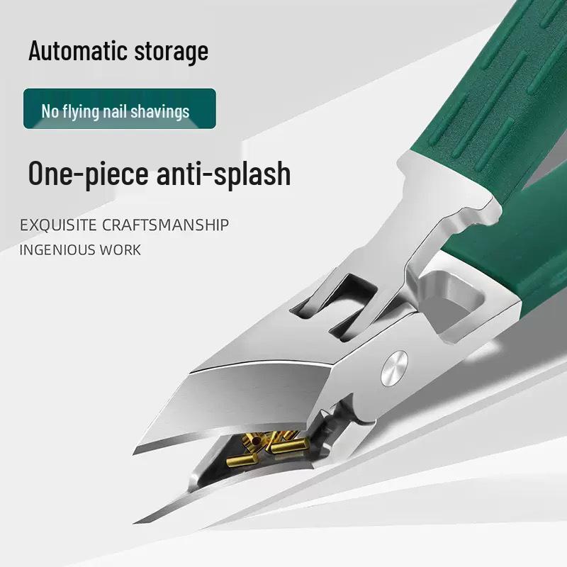 Large Anti-Splash Angled Nail Clippers for Thick Toenails - Beak Shape Design