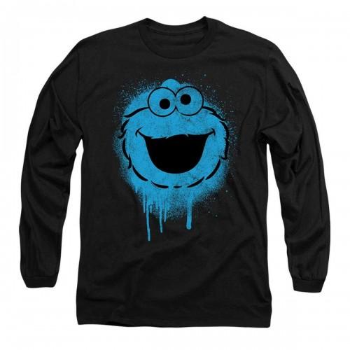Sesame Street Unisex Adult Cookie Monster Graffiti Long-Sleeved T-Shirt