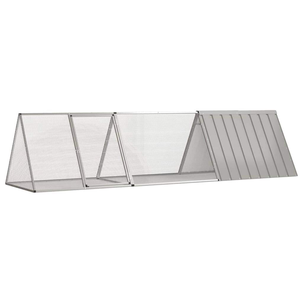 Kaninchenstall Grau 302,5 x 80,5 x 71 cm Verzinkter Stahl